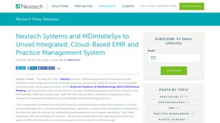 Nextech Systems and MDIntelleSys to Unveil Integrated, Cloud-Based ...