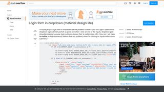 Login form in dropdown (material design lite) - Stack Overflow