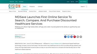 MDSave Launches First Online Service To Search, Compare, And ...