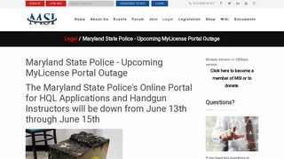 Maryland State Police - Upcoming MyLicense Portal Outage ...