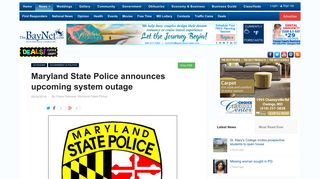 Maryland State Police announces upcoming system outage ...