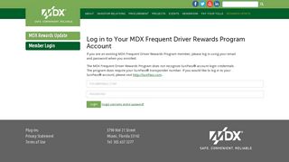 MDX Frequent Driver Rewards Program - Login