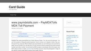 www.paymdxtolls.com – PayMDXTolls MDX Toll Payment - Card Guide