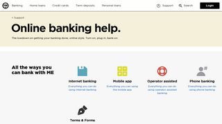 Online banking support - ME Bank