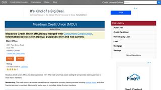 Meadows Credit Union (MCU) (Closed) - Credit Unions Online