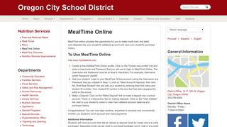 MealTime Online | Oregon City School District