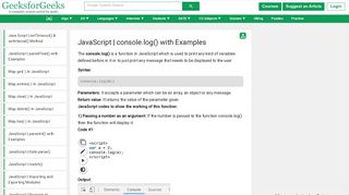JavaScript | console.log() with Examples - GeeksforGeeks