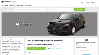 DRIVER: Luxury Vehicle Chauffeur Jobs in Orlando, FL - Mears ...
