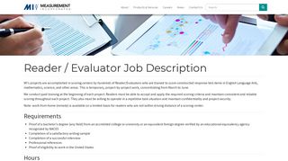 Reader / Evaluator Job Description | Measurement Incorporated