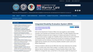Integrated Disability Evaluation System (IDES) - DoD Warrior Care