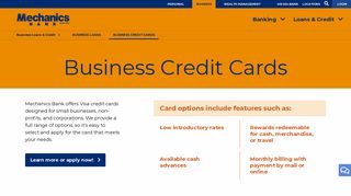 Business Credit Cards - Mechanics Bank