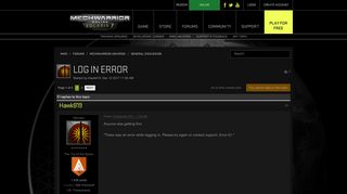 MWO: Forums - Log In Error - MechWarrior Online
