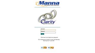 Clarity - Login Page - Manna Distribution Services