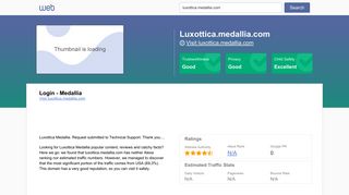 Everything on luxottica.medallia.com. Login - Medallia. - Horde