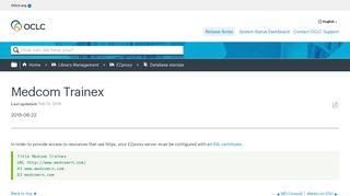 Medcom Trainex - OCLC Support