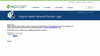 Virginia Health Network Provider Log In | MedCost