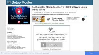 How to Login to the Technicolor MediaAccess TG1100 FastWeb