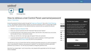 How to retrieve a lost Control Panel username/password - Winhost