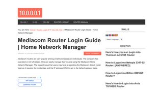 Mediacom Router Login Guide | Home Network Manager - 10.0.0.0.1
