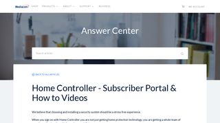 Home Controller - Subscriber Portal & How to Videos - Answer Center