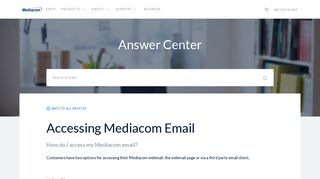 Accessing Mediacom Email - Answer Center - Service