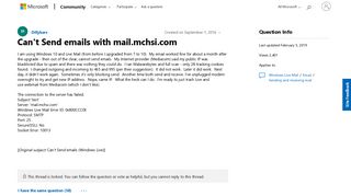 Can't Send emails with mail.mchsi.com - Microsoft Community