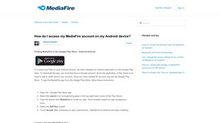 How do I access my MediaFire account on my Android device ...