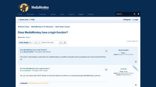 Does MediaMonkey have a login function? - MediaMonkey forum