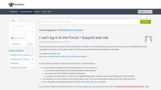 I can't log in to the Forum / Support web site - Powered ... - MediaMonkey