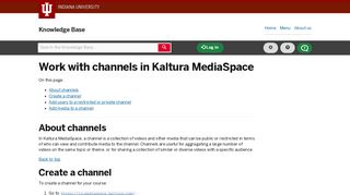 Work with channels in Kaltura MediaSpace - IU Knowledge Base