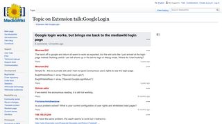 Google login works, but brings me back to the mediawiki login page ...