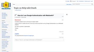 How do I use Google Authentication with Mediawiki? on Help talk:OAuth