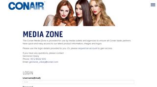 Media Zone - Login - Conair Australia