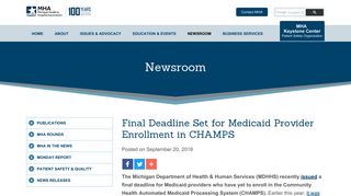 Final Deadline Set for Medicaid Provider Enrollment in CHAMPS