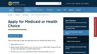 NC Medicaid: Apply for Medicaid or Health Choice