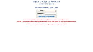 Login - File Completion/Status Check - Baylor College of Medicine