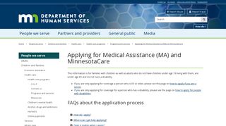 Applying for Medical Assistance (MA) or MinnesotaCare / Minnesota ...