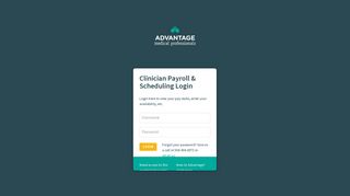 Clinician Payroll & Scheduling Login · Advantage Medical Professionals