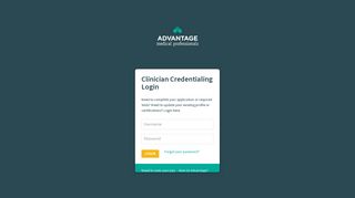 Clinician Credentialing Login · Advantage Medical Professionals
