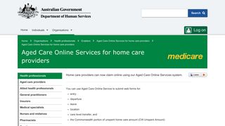 Aged Care Online Services for home care providers - Australian ...