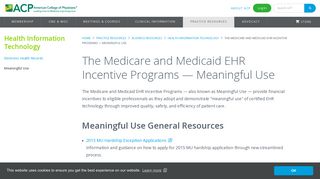 The Medicare and Medicaid EHR Incentive Programs — Meaningful Use