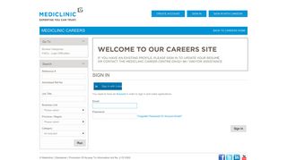 Sign In - Mediclinic Careers