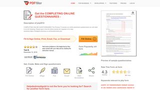 Fillable Online COMPLETING ON-LINE QUESTIONNAIRES Fax Email ...
