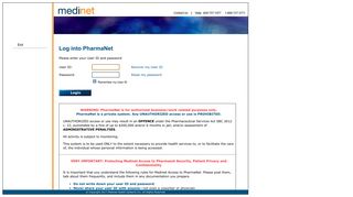 Log in to PharmaNet - Medinet