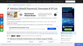 Medion Default Password, Login & IP List (updated August 2018 ...
