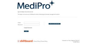 Welcome to Medipro Clinical Services Shiftboard Login Page