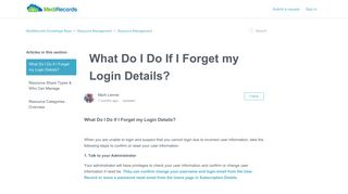 What Do I Do If I Forget my Login Details? – MediRecords Knowledge ...