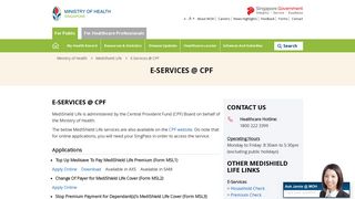E-Services @ CPF - Ministry of Health