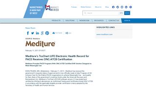 Mediture's TruChart LIFE Electronic Health Record for ... - Marketwired