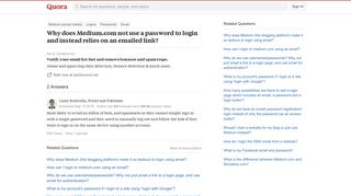 Why does Medium.com not use a password to login and instead relies ...